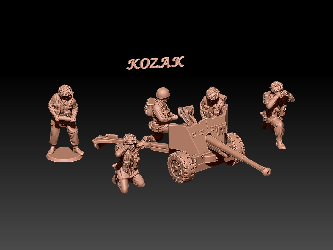 WWII British Paras 6pdr gun artillery 1/100 to 1/60