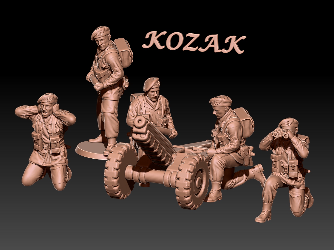 WWII British Paras Howitzer with Berets 1/100 to 1/60