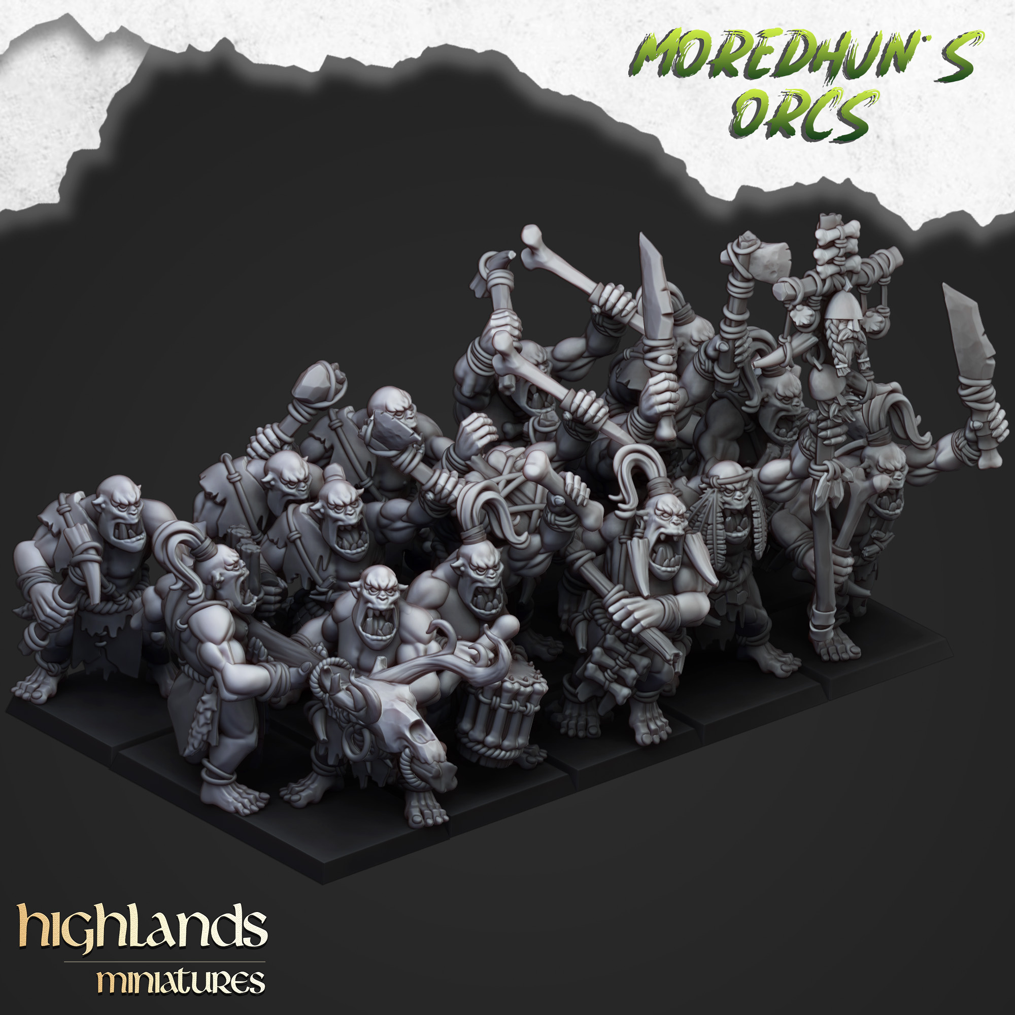 Cave Orcs with Hand Weapons - 25mm to 32mm - Highland Miniatures