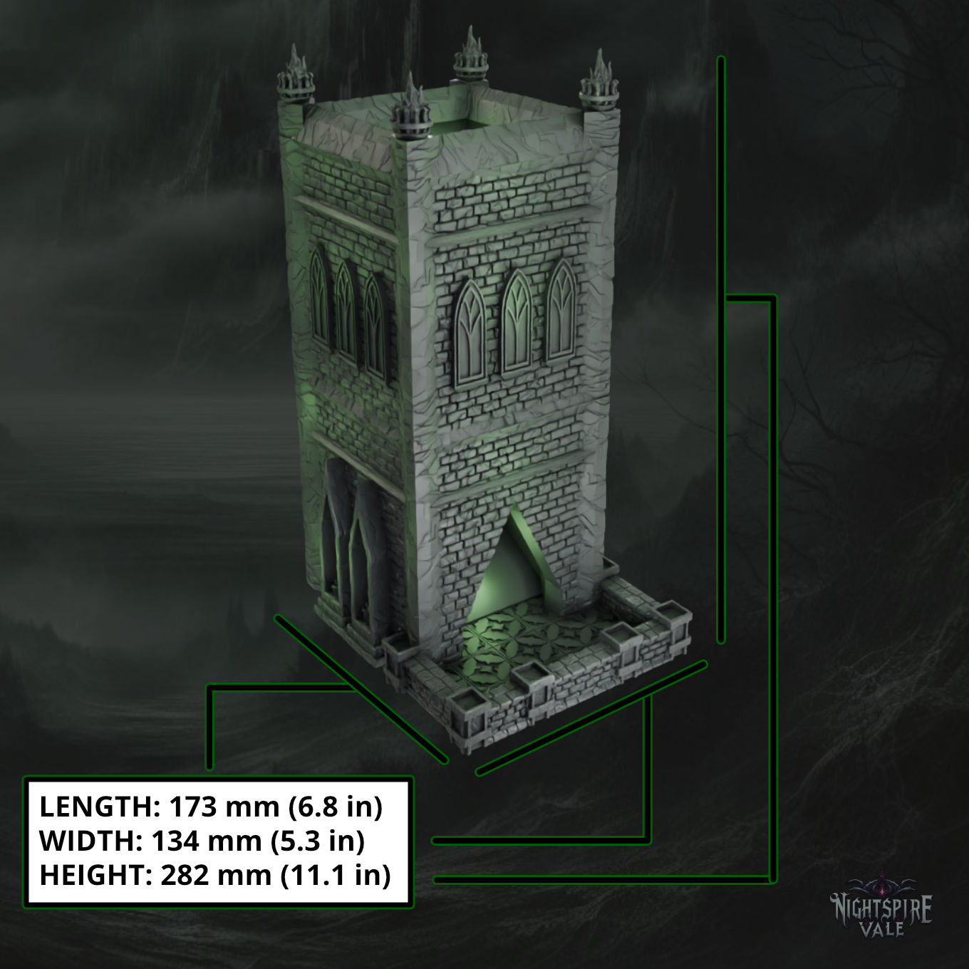 Hybrid Gothic Dice Tower - 28mm to 32mm - Elderforge Games