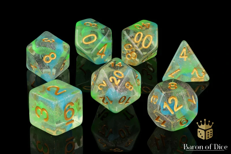 Blue Malachite RPG Dice Set - 7 Pieces - Baron of Dice