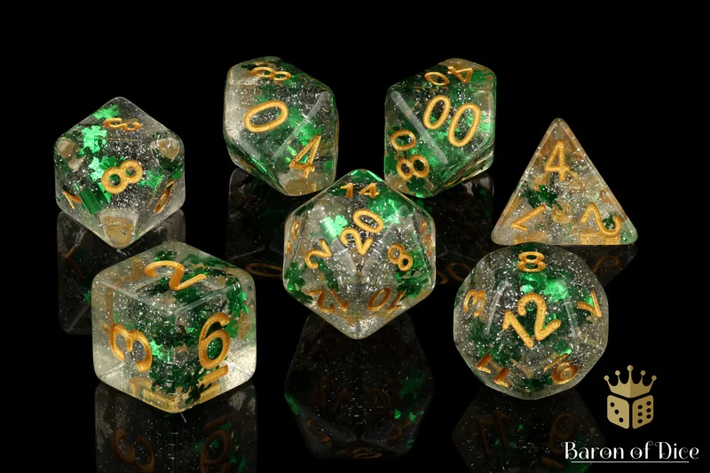 Lucky Shamrock RPG Dice Set - 7 Pieces - Baron of Dice