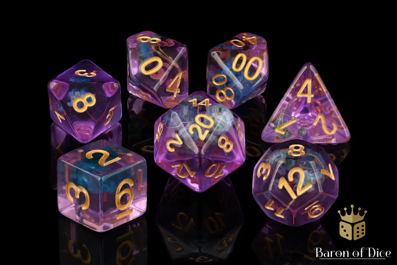 Orchid & Lavender RPG Dice Set - 7 Pieces - Baron of Dice
