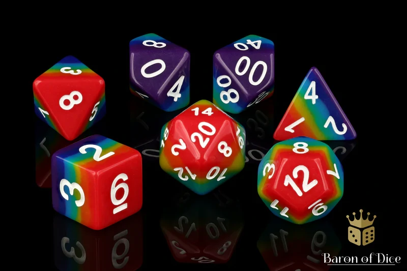 Rainbow RPG Dice Set - 7 Pieces - Baron of Dice
