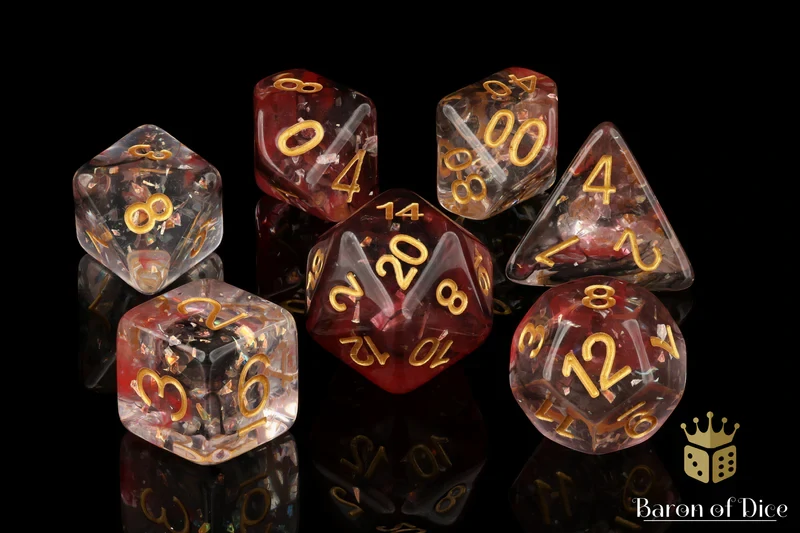 Ruby & Opal RPG Dice Set - 7 Pieces - Baron of Dice