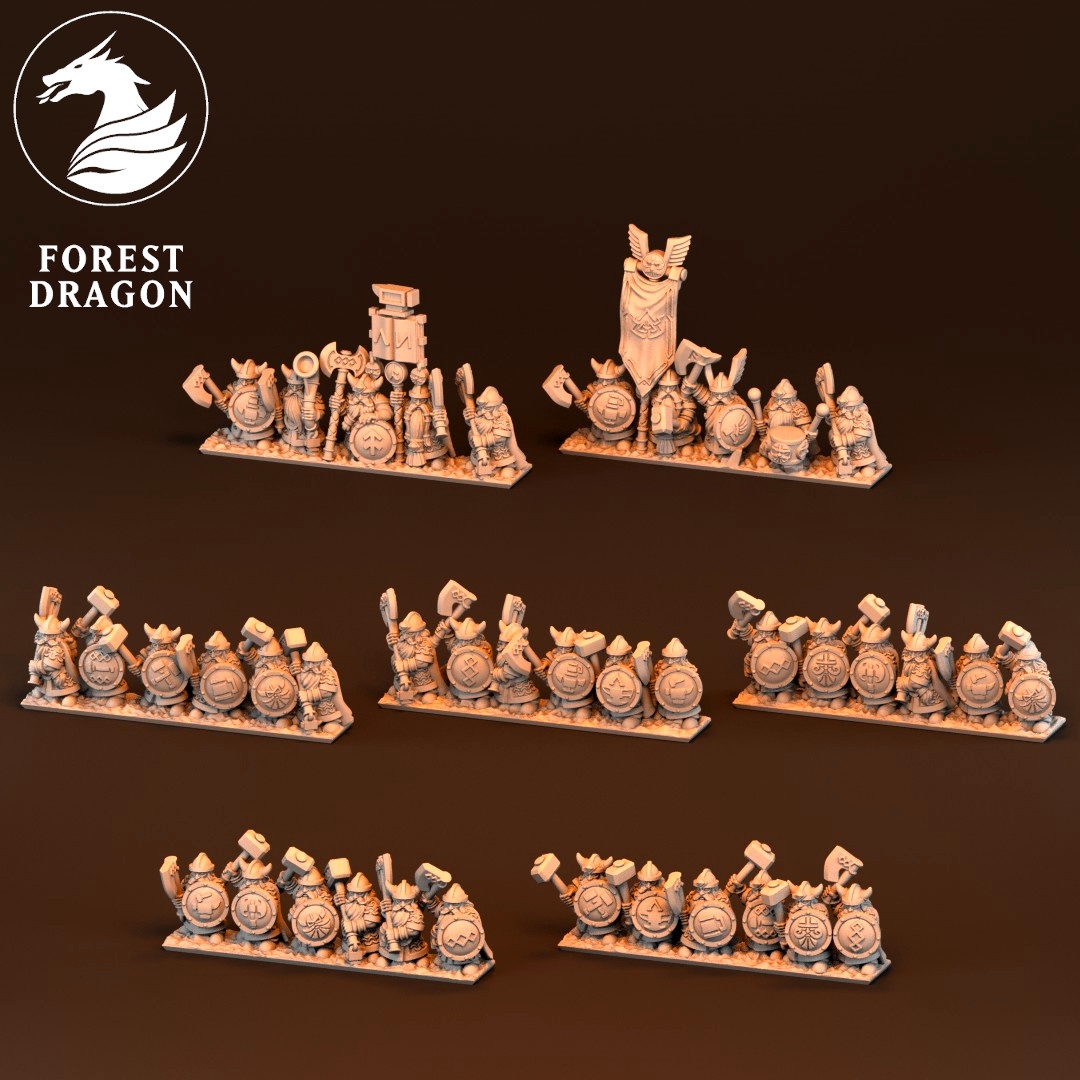 Warrior Unit - Dwarfs - 10mm - Forest Dragon