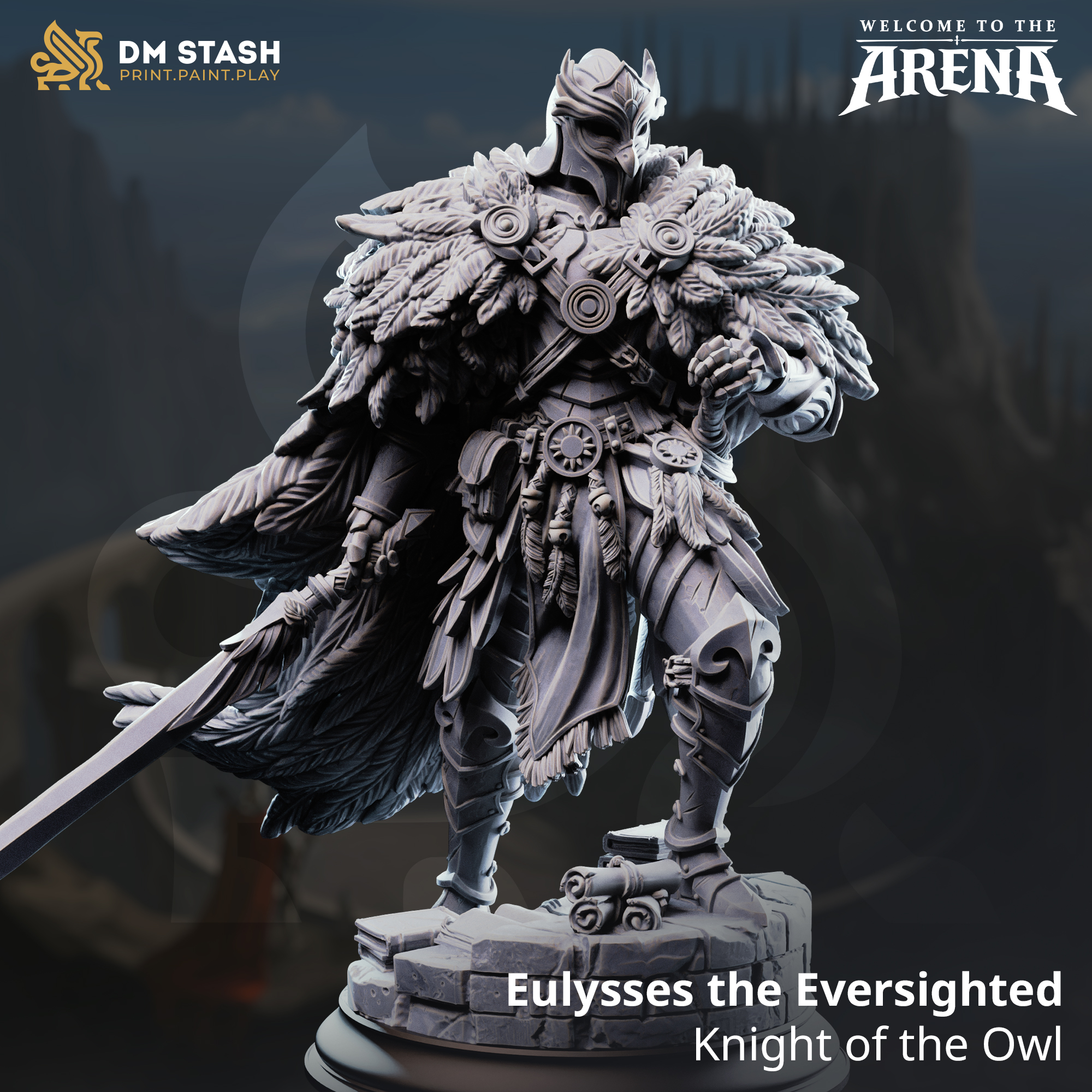 Eulysses the Eversighted - Knight of the Owl - 32mm or 75mm RPG Model