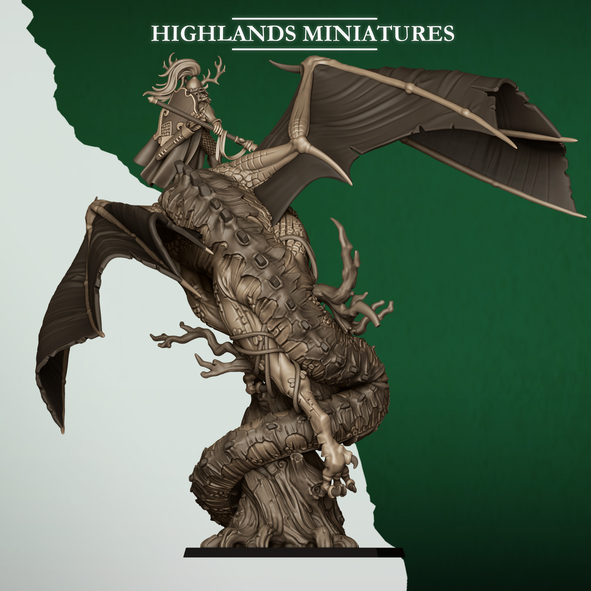 Feral Elf Dragon with or without Elf Prince- 25mm to 32mm - Highland miniatures