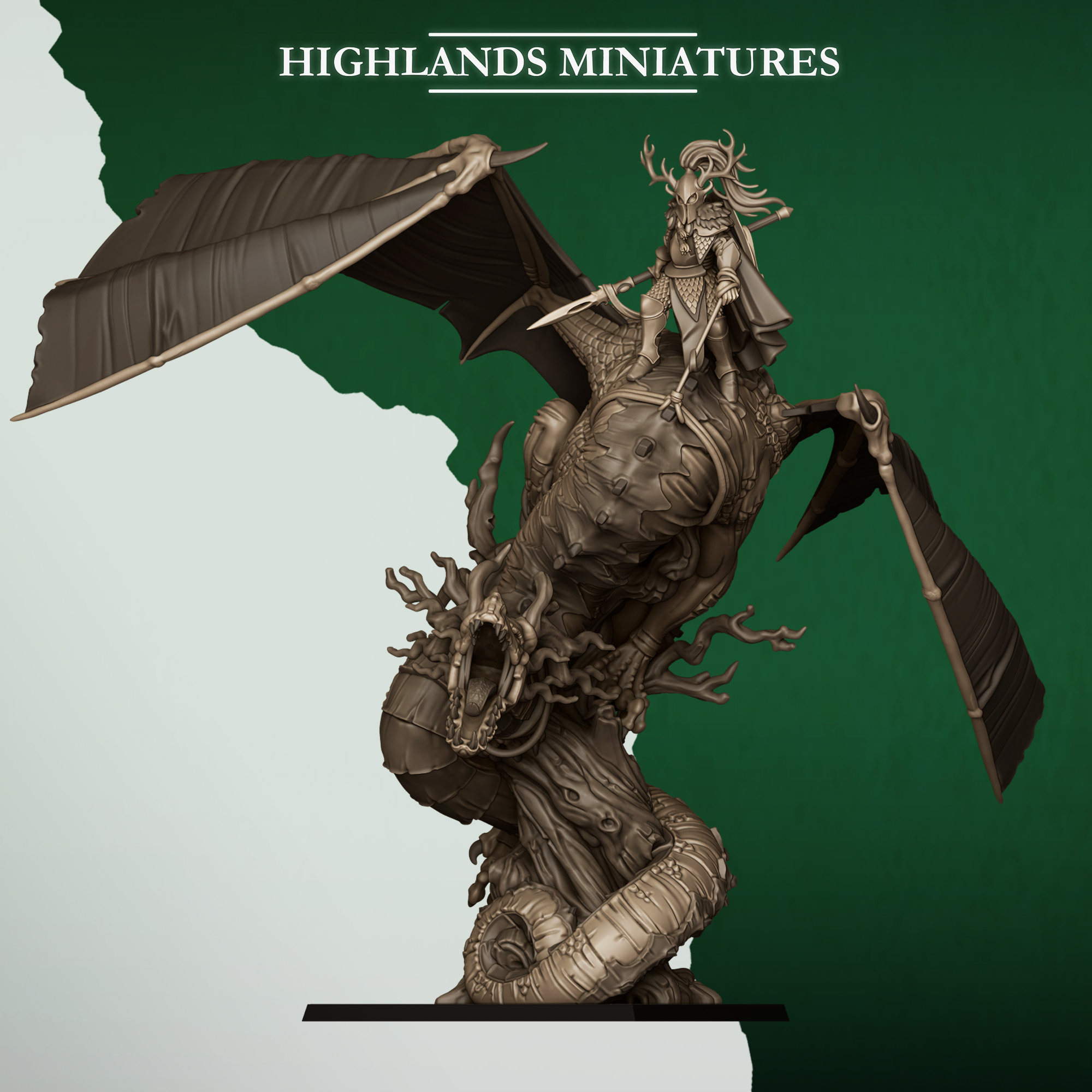 Feral Elf Dragon with or without Elf Prince- 25mm to 32mm - Highland miniatures