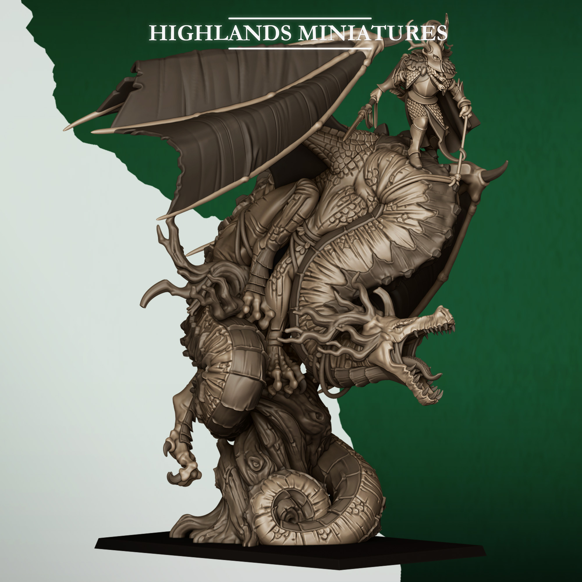 Feral Elf Dragon with or without Elf Prince- 25mm to 32mm - Highland miniatures