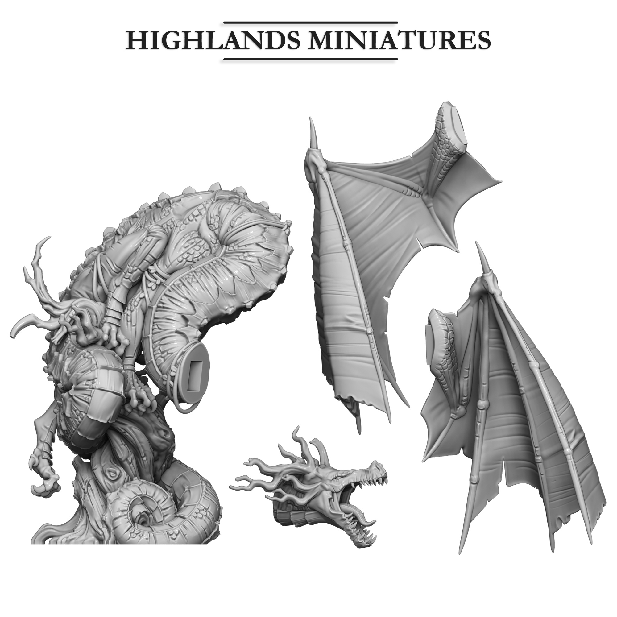Feral Elf Dragon with or without Elf Prince- 25mm to 32mm - Highland miniatures