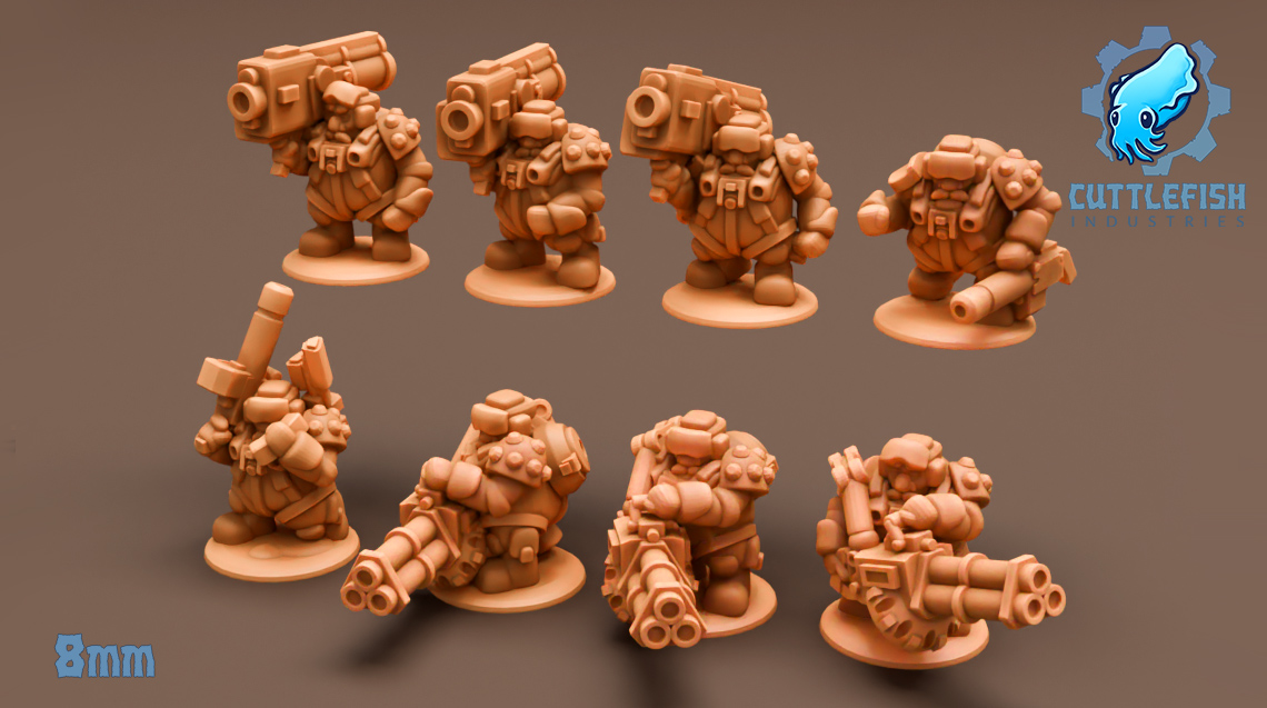 Small Leeged Dwrfs - 8mm - FULL SET - Cuttlefish Industries