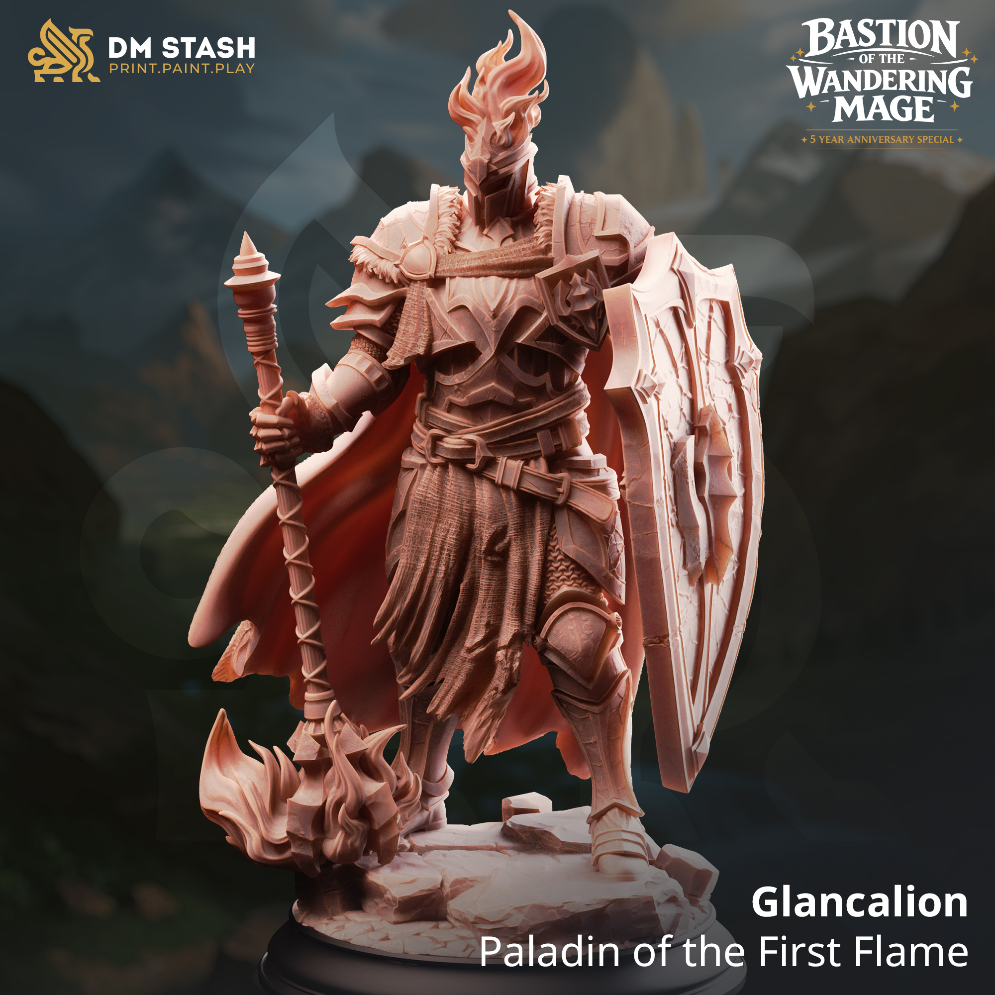 Glancalion - Paladin of the first flame - 32mm or 75mm RPG Model