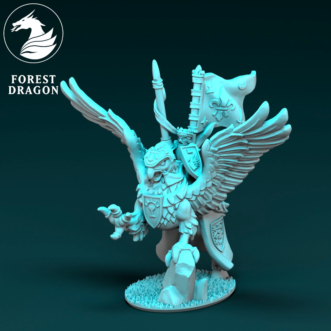 Chavalric King on Hippogriff- Empire - 10mm - Forest Dragon