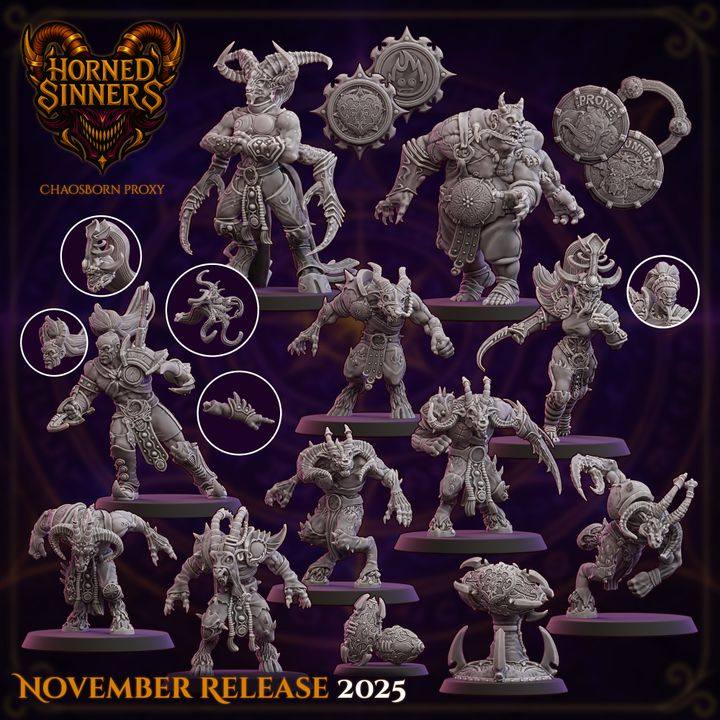 Horned Sinners (ChaosBorn) Bloodbowl team - 32mm
