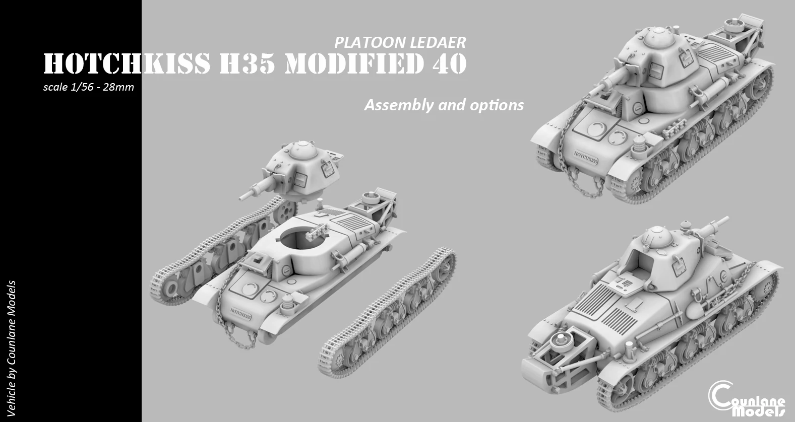 Hotchkiss H35 mod 1940, Platoon Leader- French - WWII - Counlane Models