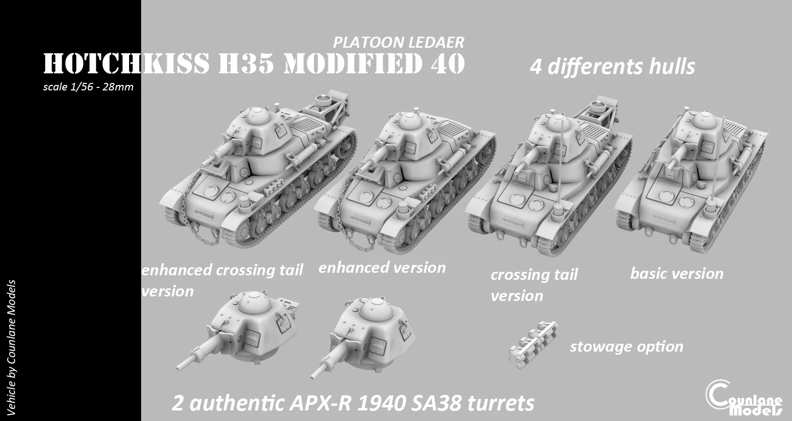 Hotchkiss H35 mod 1940, Platoon Leader- French - WWII - Counlane Models