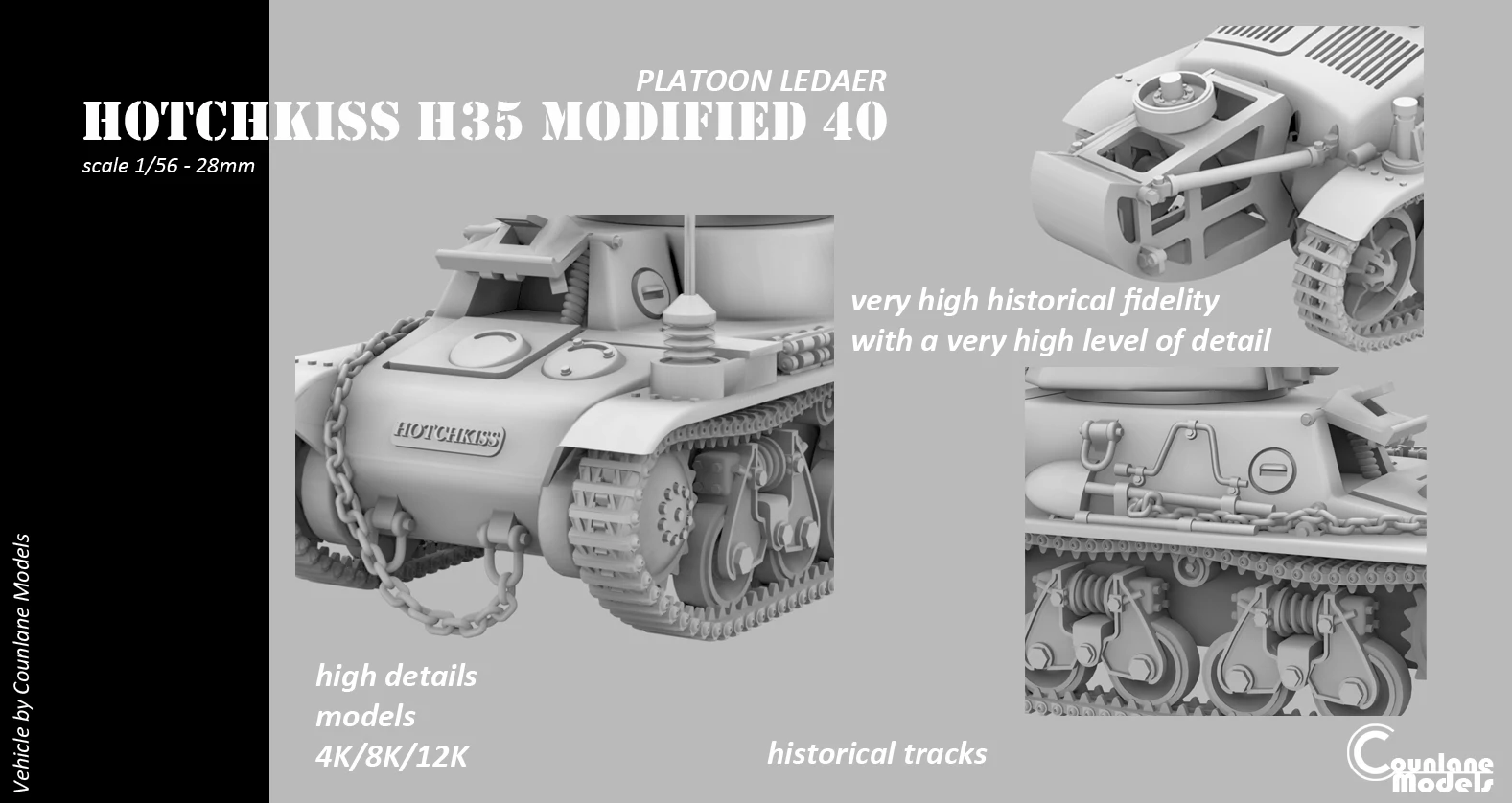 Hotchkiss H35 mod 1940, Platoon Leader- French - WWII - Counlane Models