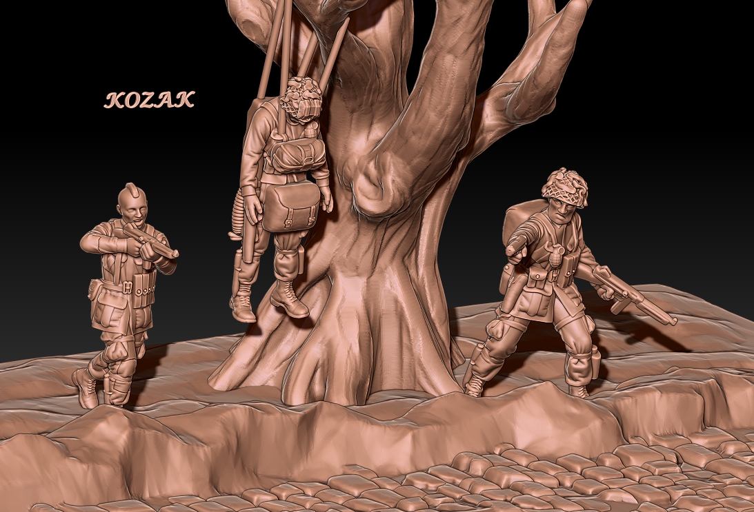 ww2 us paratroopers landing set - 1/72 Scale (20mm)