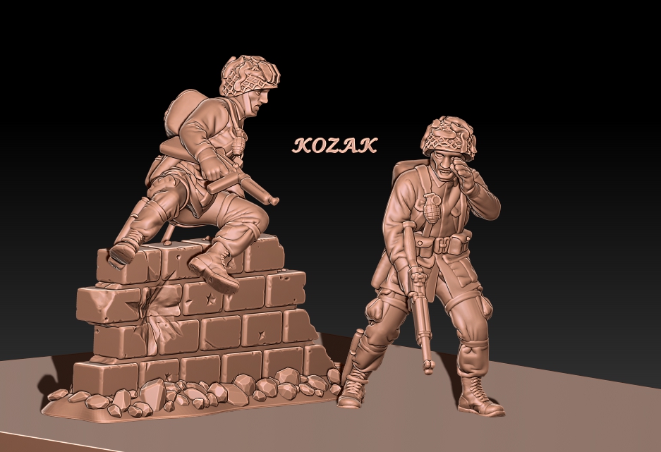 ww2 us paratroopers advance scene - 1/72 Scale (20mm)