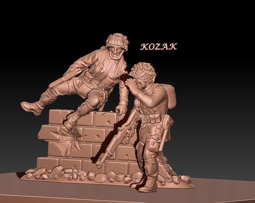 ww2 us paratroopers advance scene - 1/72 Scale (20mm)