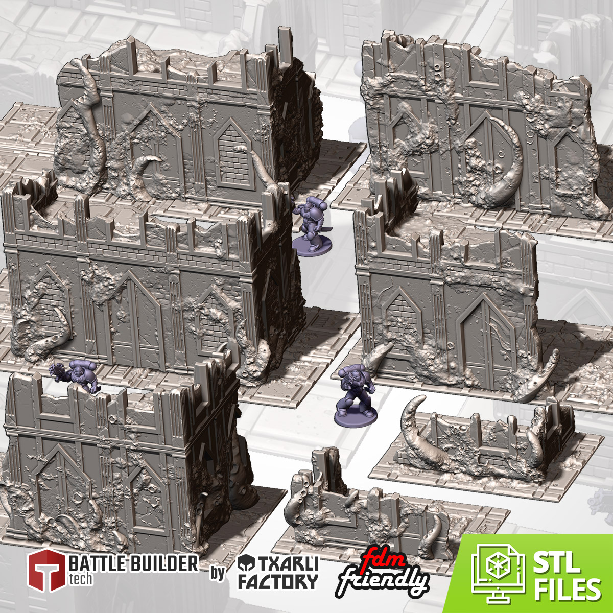 Infected Ruins - 10mm, 15mm, 28 to 32mm