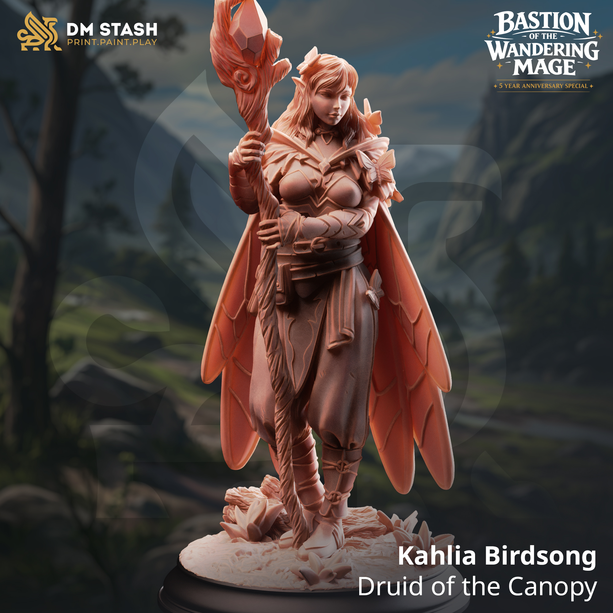 Kahlia Birdsong - Druid of the Canopy - 32mm or 75mm RPG Model