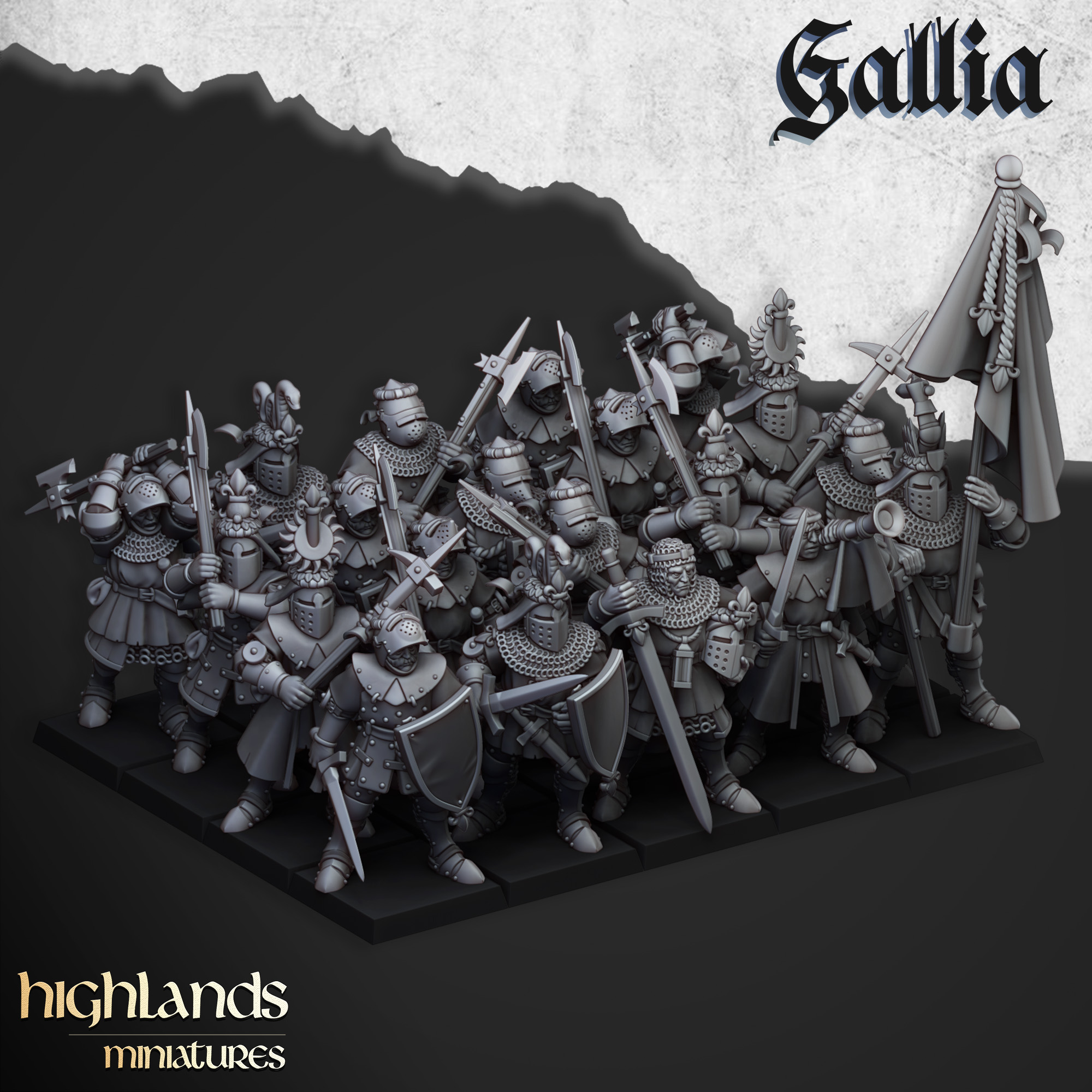 Knights of Gallia on foot - 25mm to 32mm - Highland Miniatures