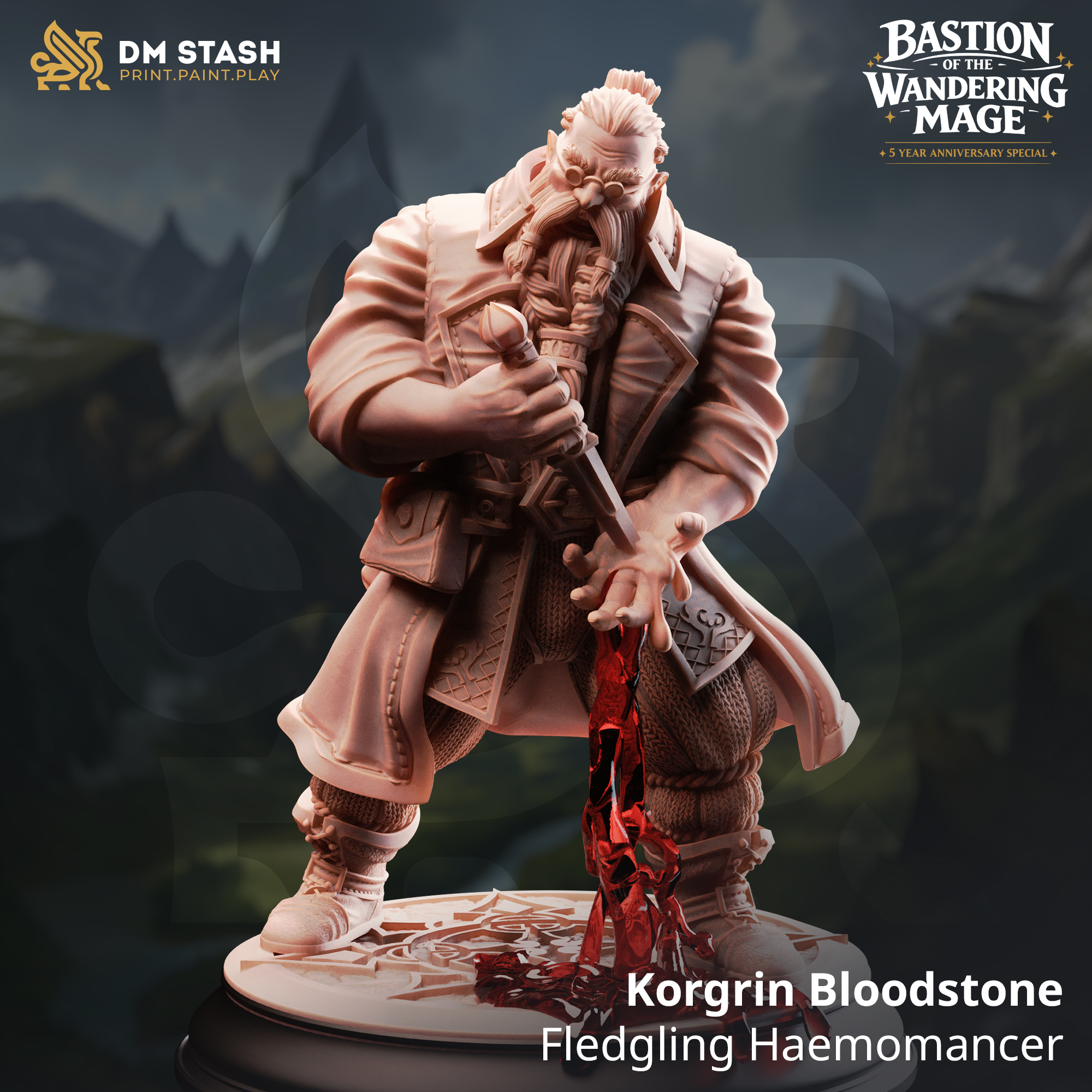 Korgrin Bloodstone  - Fledgling Haemomancer - 32mm or 75mm RPG Model