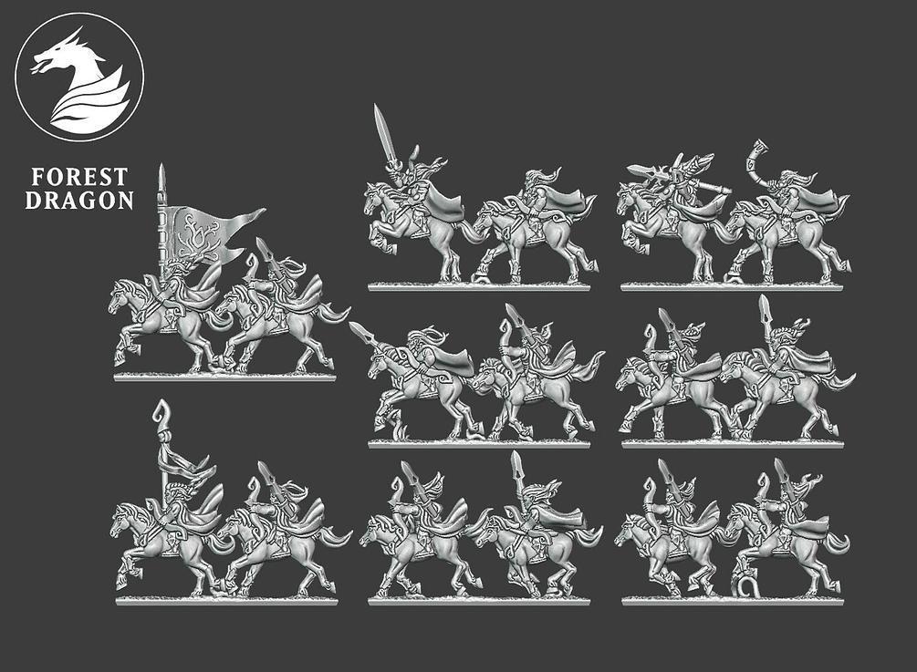 Light Cavalry Regiment - 10mm Wood Elves - Forest Dragon - Warmaster