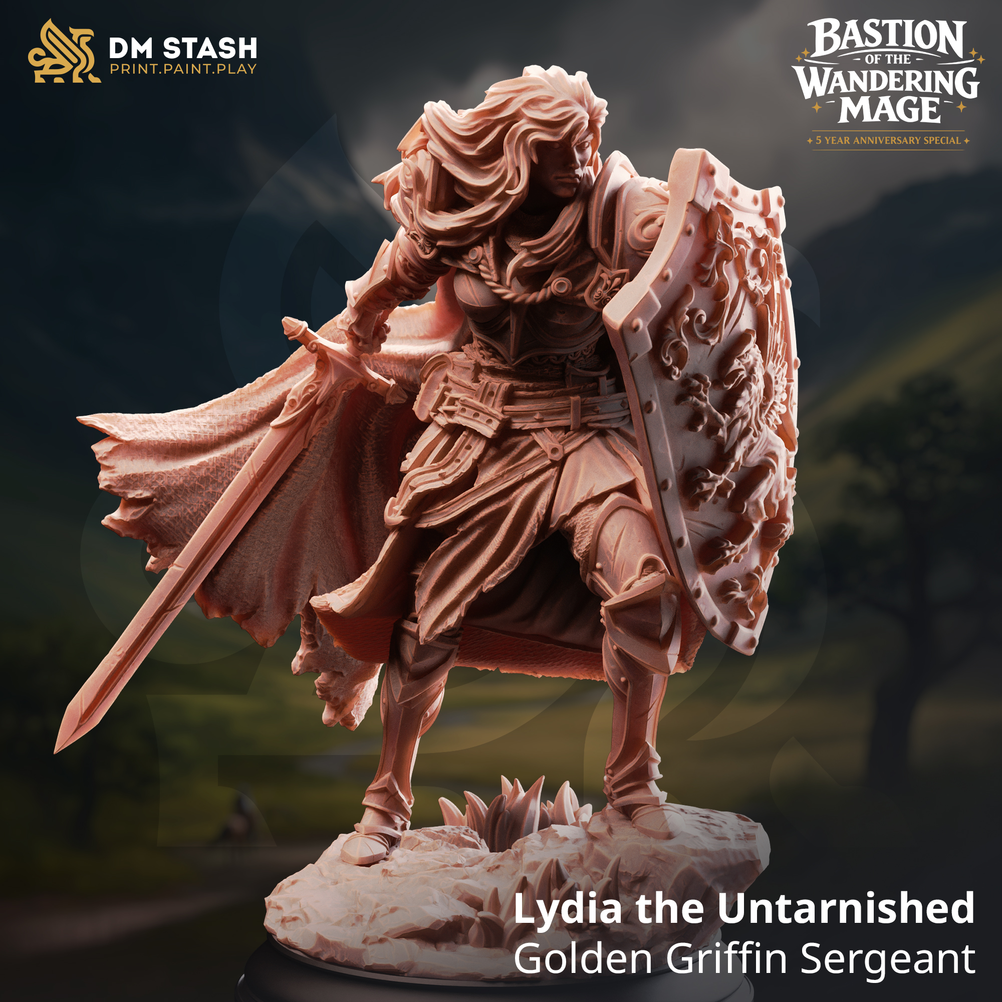 Lydia the Untarnished - Golden Griffin Sergeant - 32mm or 75mm RPG Model