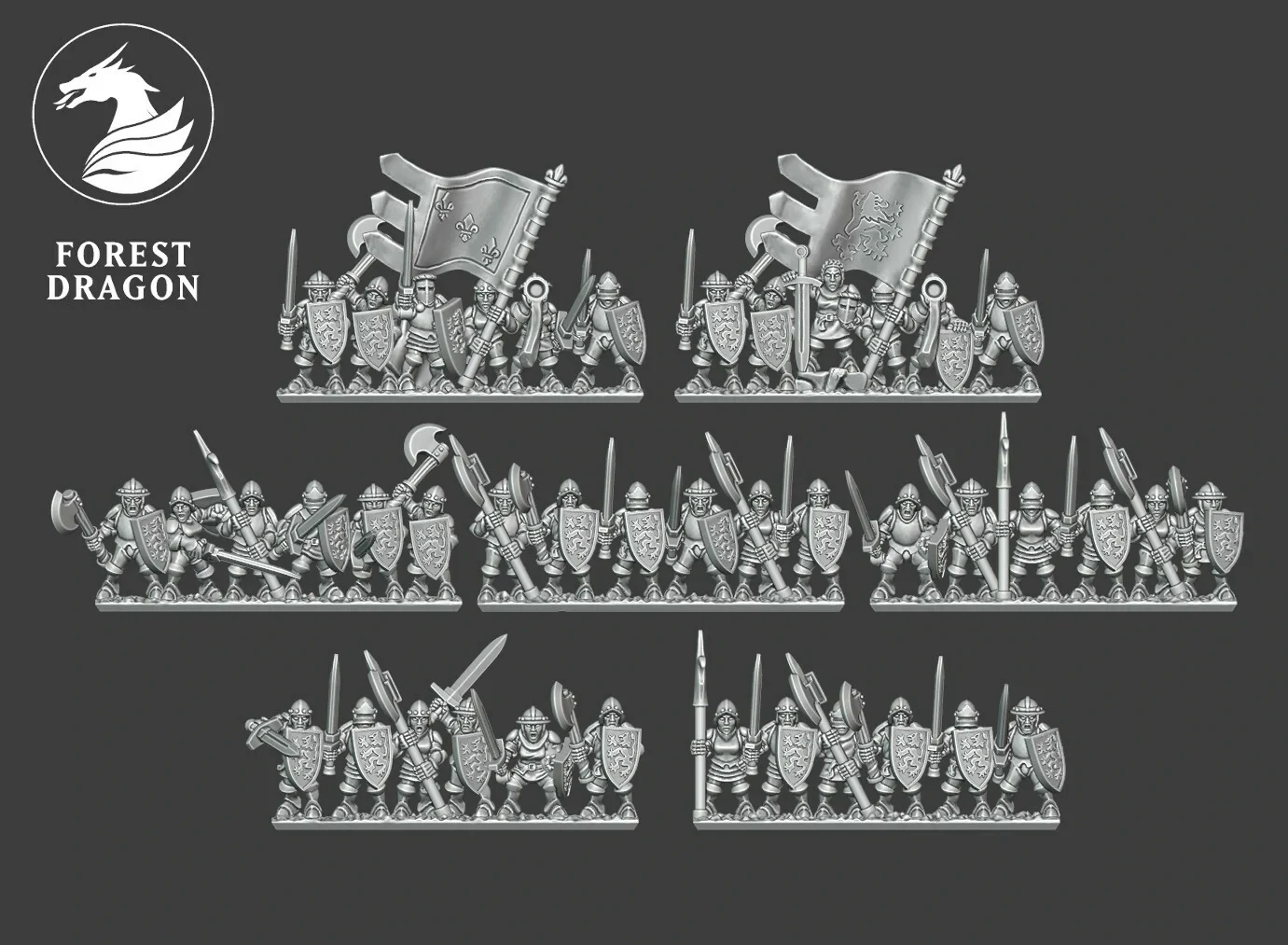 Men at Arms Unit - Bretonnians - 10mm - Forest Dragon