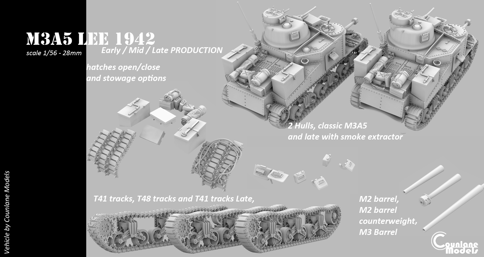 M3A5 Lee early, mid, late prod- USA - Counlane Models - WWII