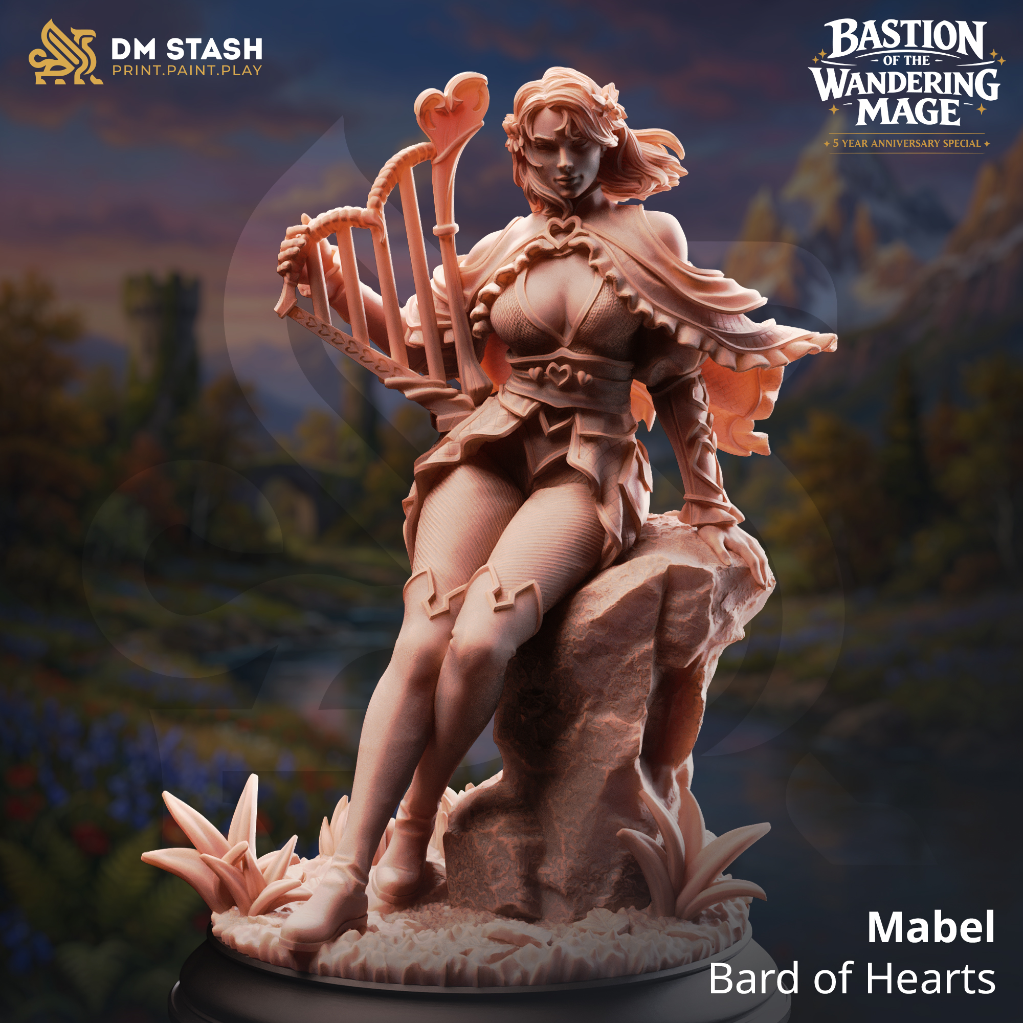 Mabel - Bard of Hearts - 32mm or 75mm RPG Model