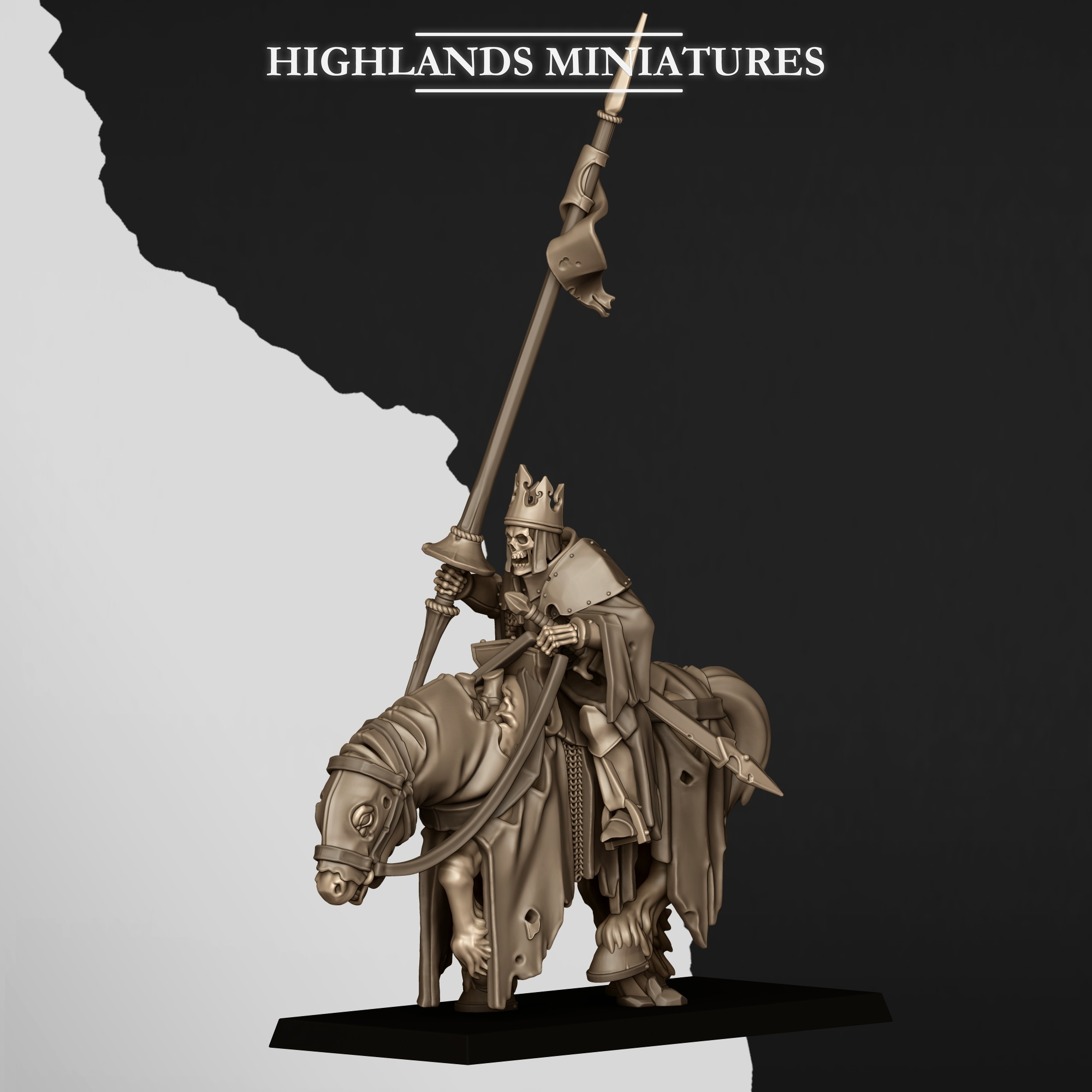 Skeleton Lord on Horse 2 - 25mm to 32mm - Transylvania