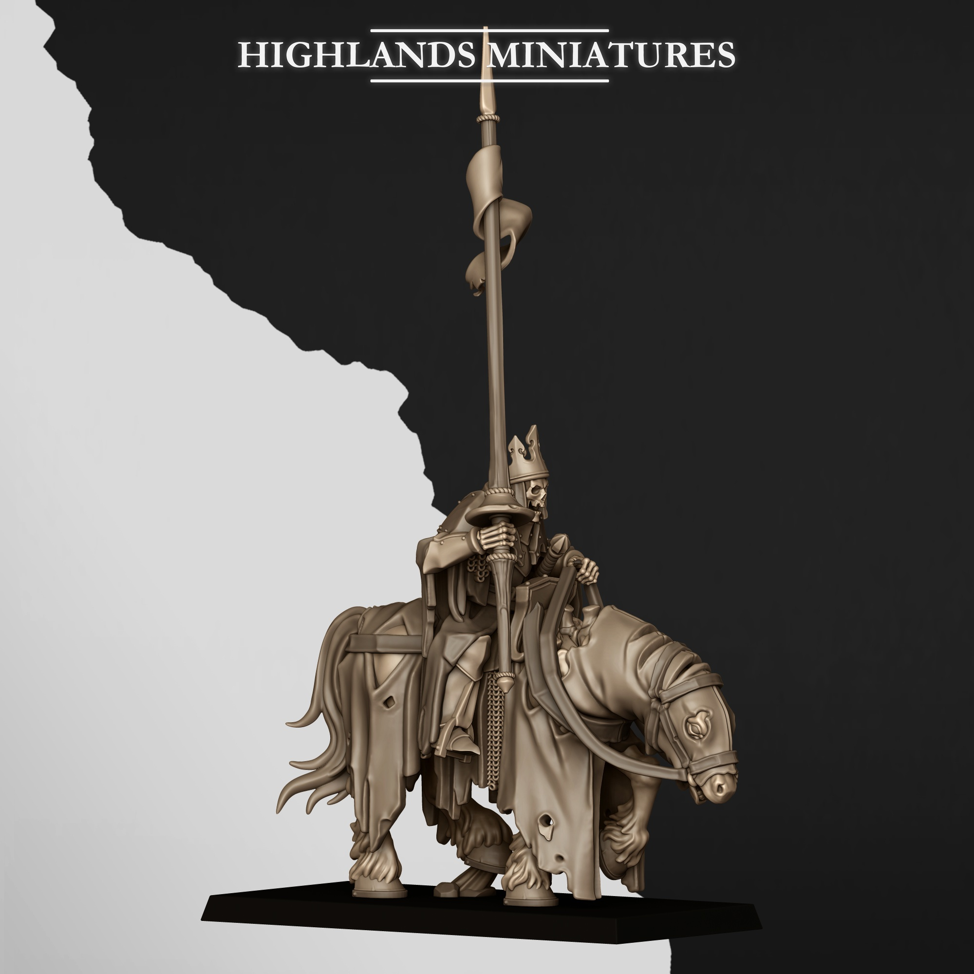 Skeleton Lord on Horse 2 - 25mm to 32mm - Transylvania