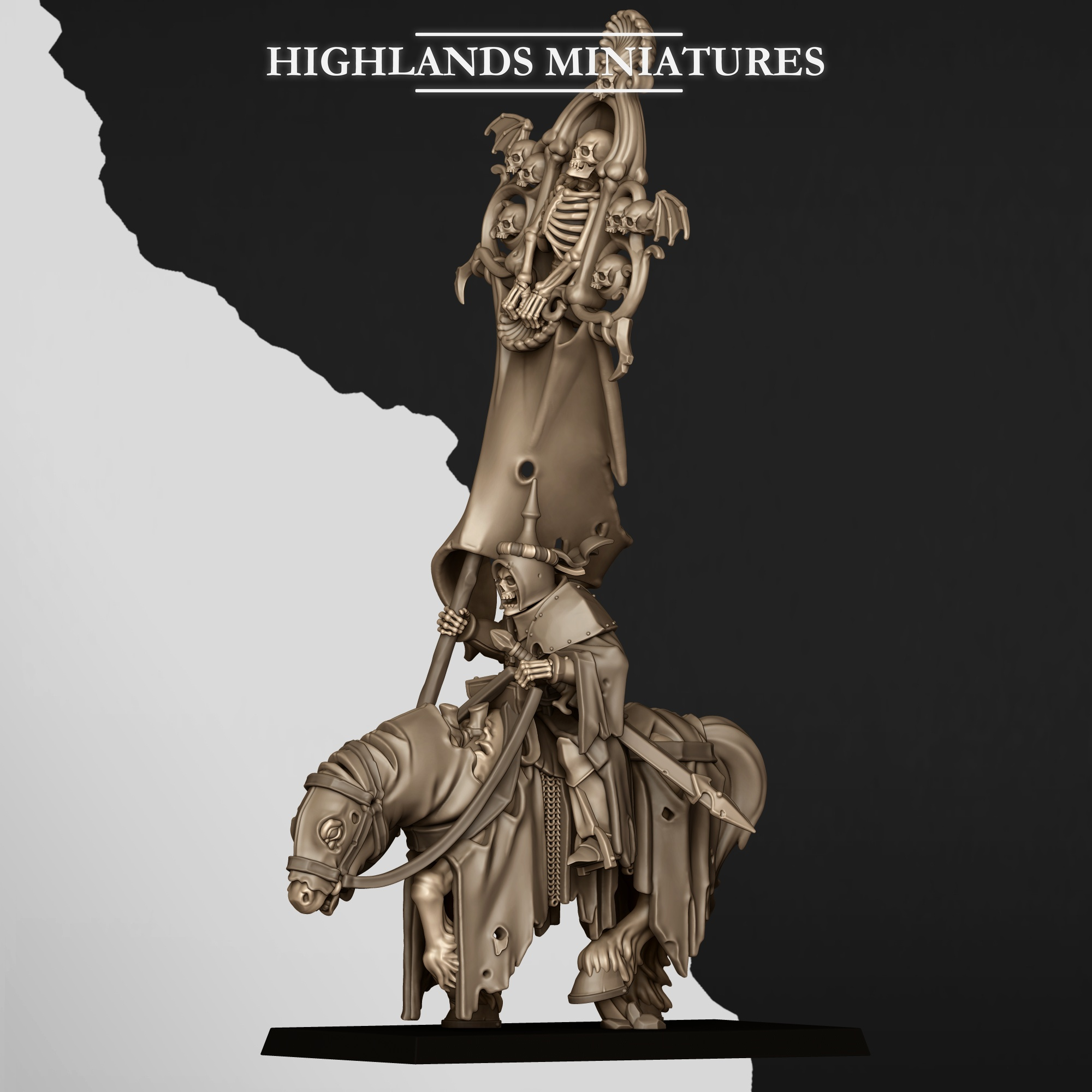 Skeleton Lord on Horse 1 - 25mm to 32mm - Transylvania