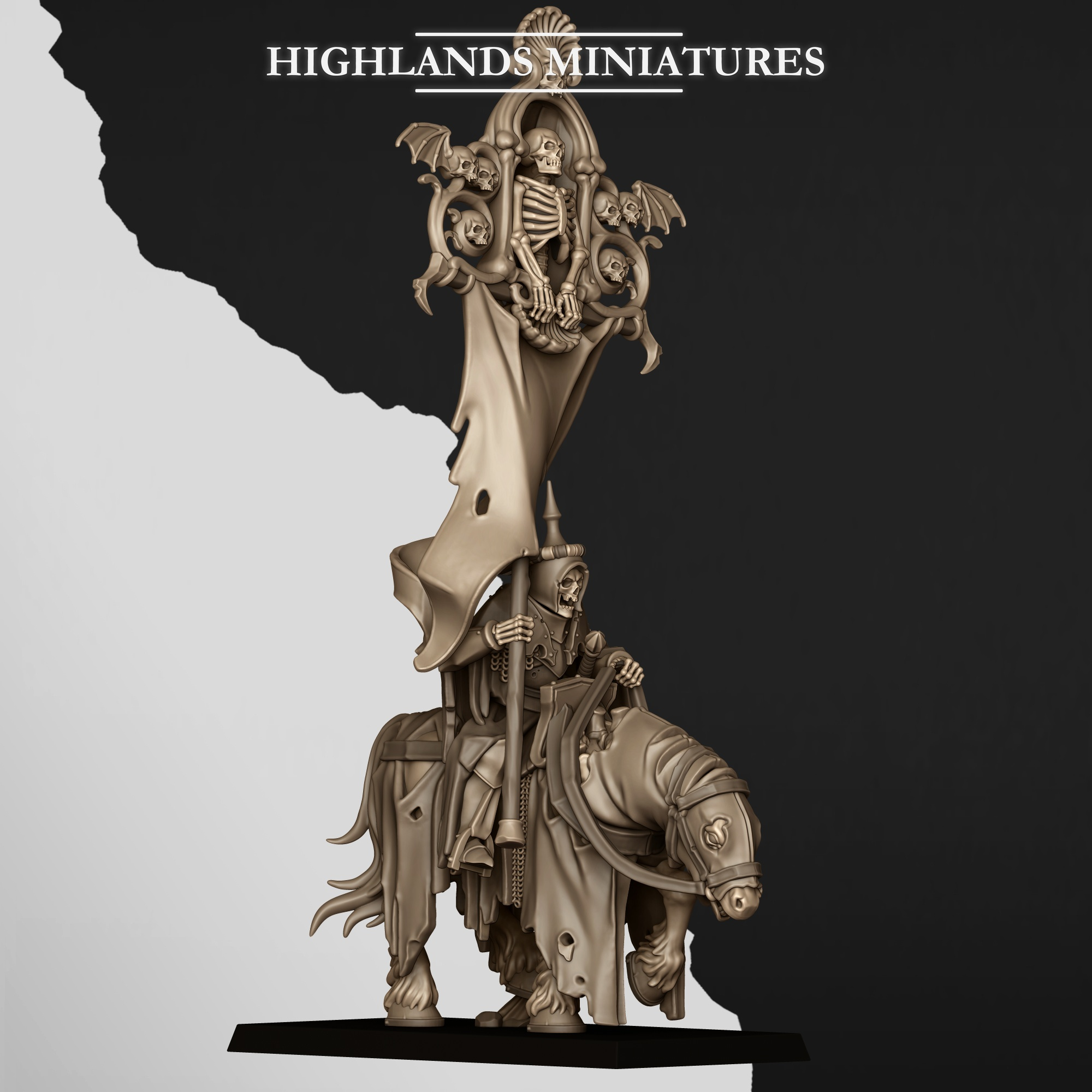 Skeleton Lord on Horse 1 - 25mm to 32mm - Transylvania
