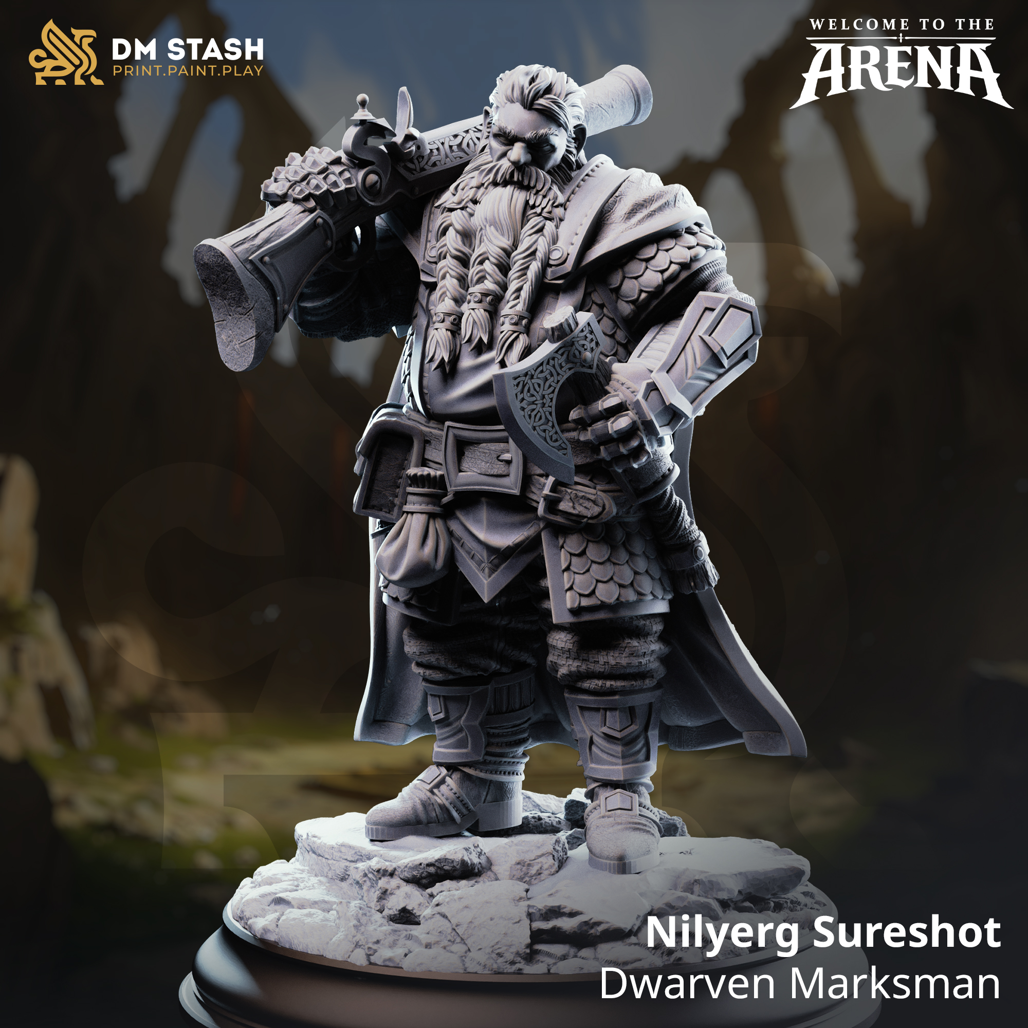 Nilyerg Sureshot - Dwarven Marksman - 32mm or 75mm RPG Model