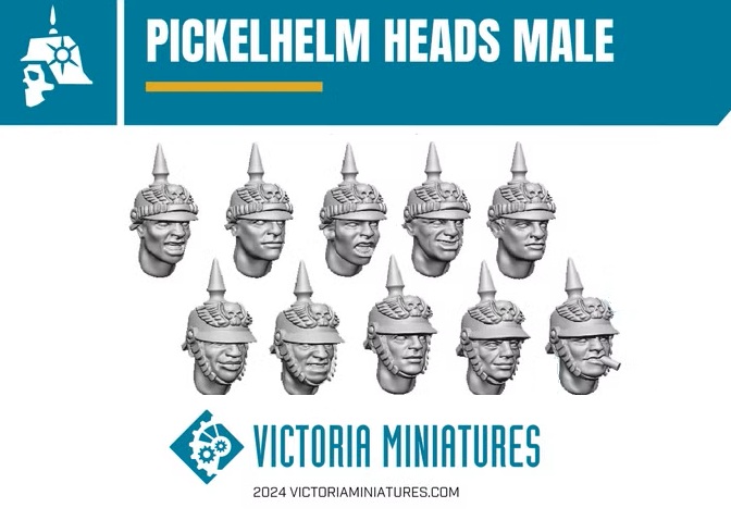 Pickelhelm Heads (Male)- Victoria Miniatures