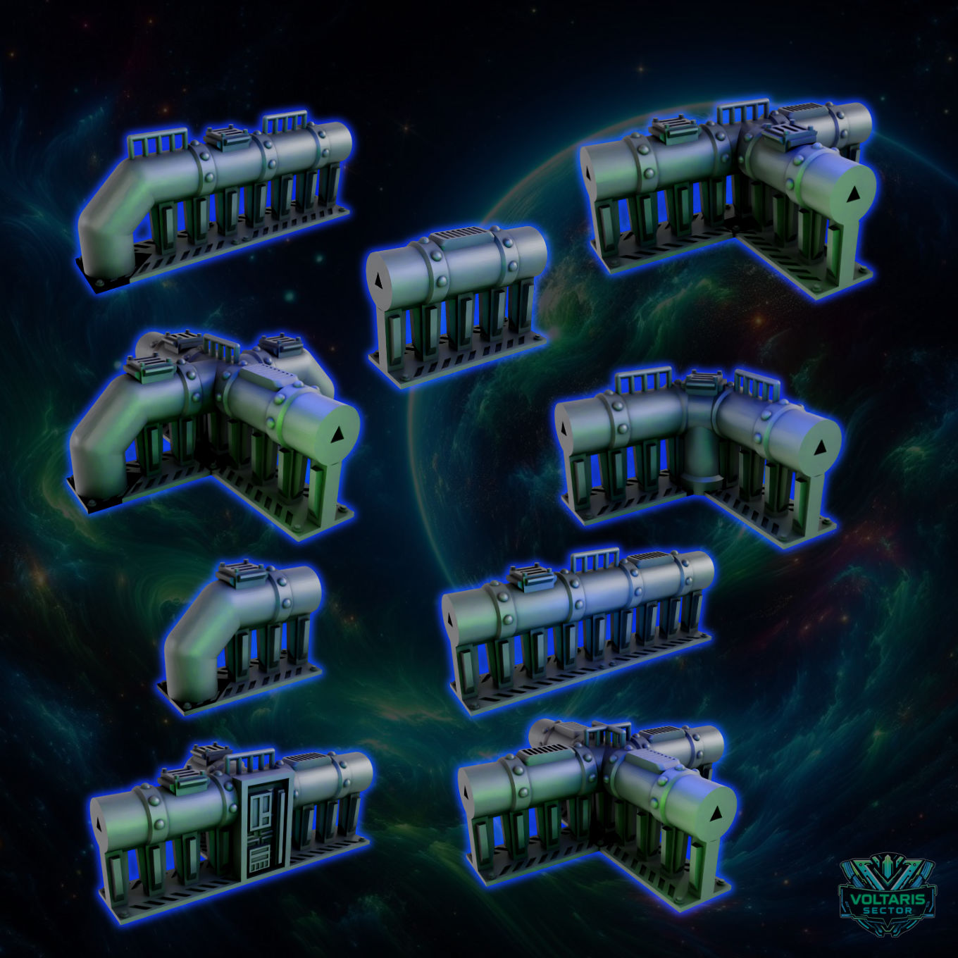 Voltaris Sector Modular Pipe System - 28mm to 32mm - Elderforge Games
