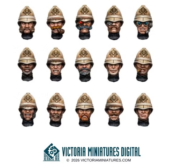 Character Pith Helmet Head (Male)- Victoria Miniatures
