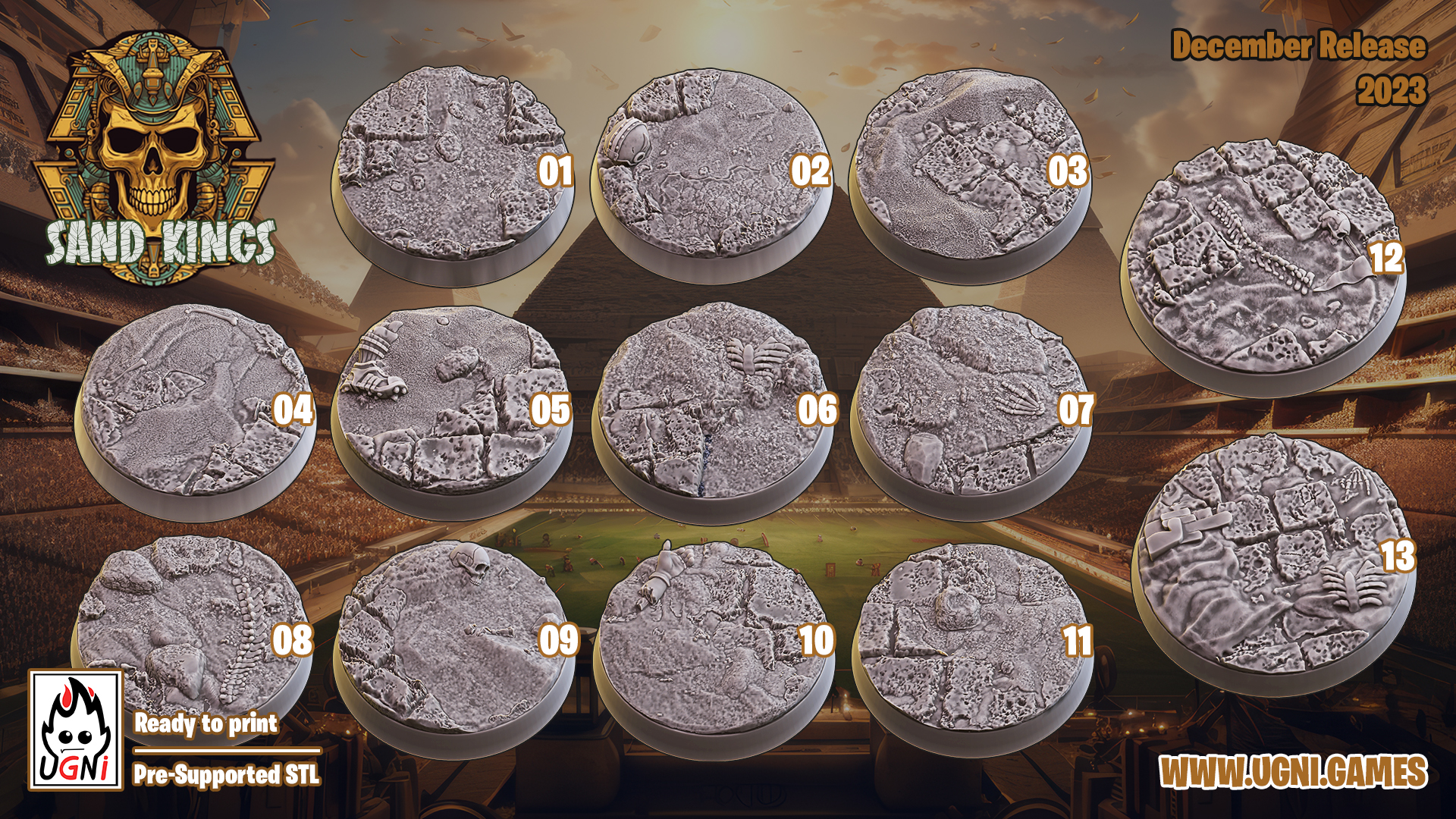 Sand King Bases - Fantasy Football/ Bloodbowl - Ugni Miniatures