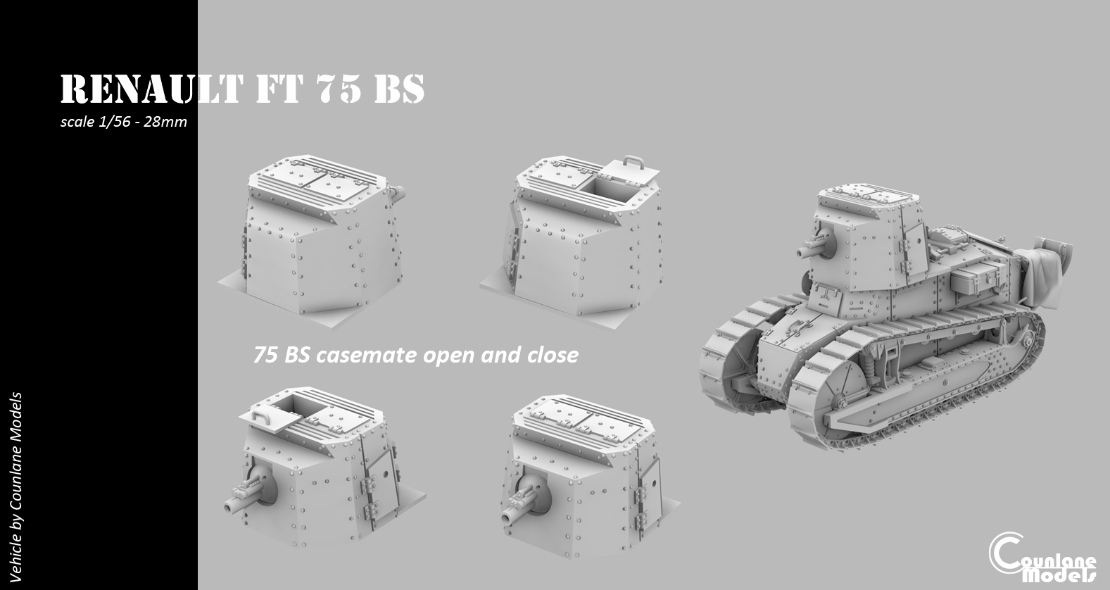 Renault FT 75 BS- French - WWII - Counlane Models