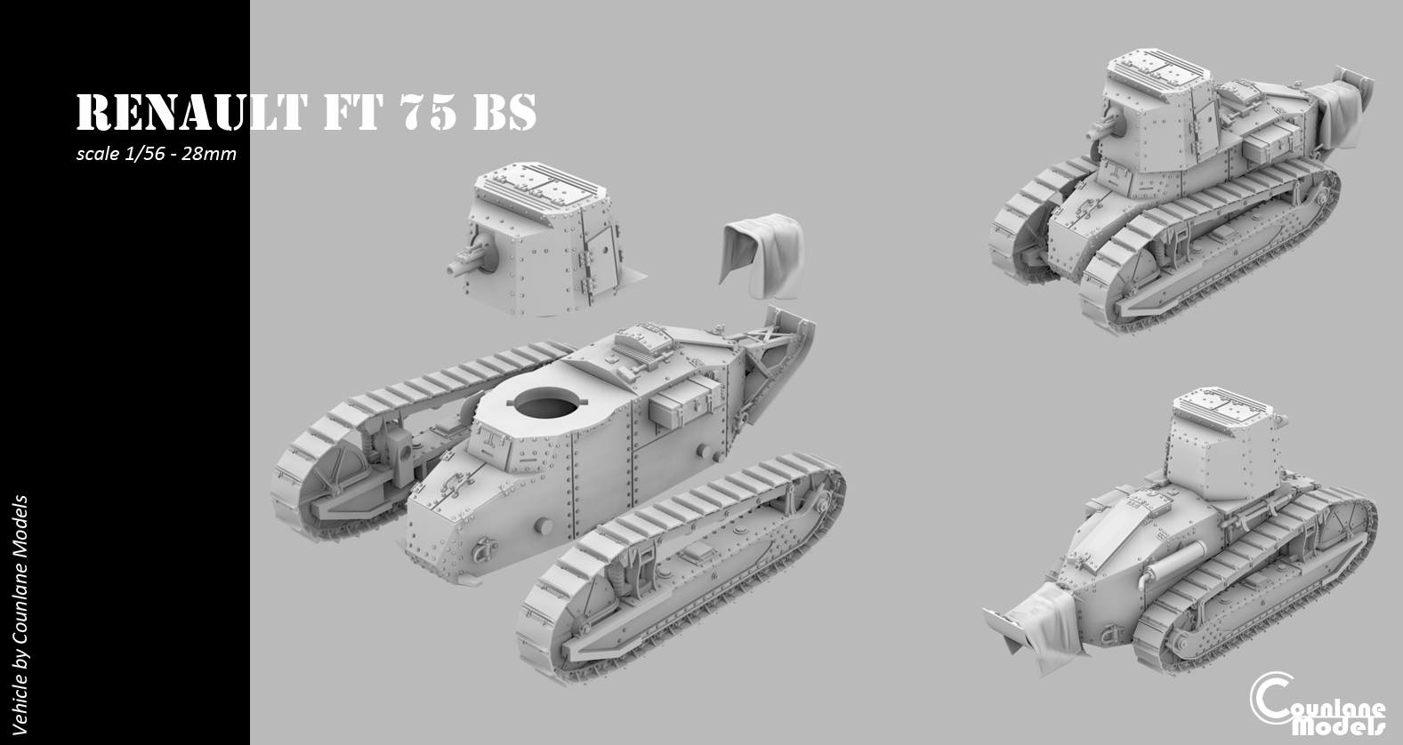 Renault FT 75 BS- French - WWII - Counlane Models