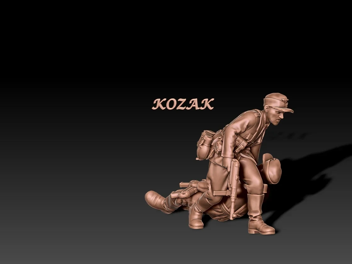 German regular infantry rescue scene with field caps - 172, 1/56 & 1/32 scale