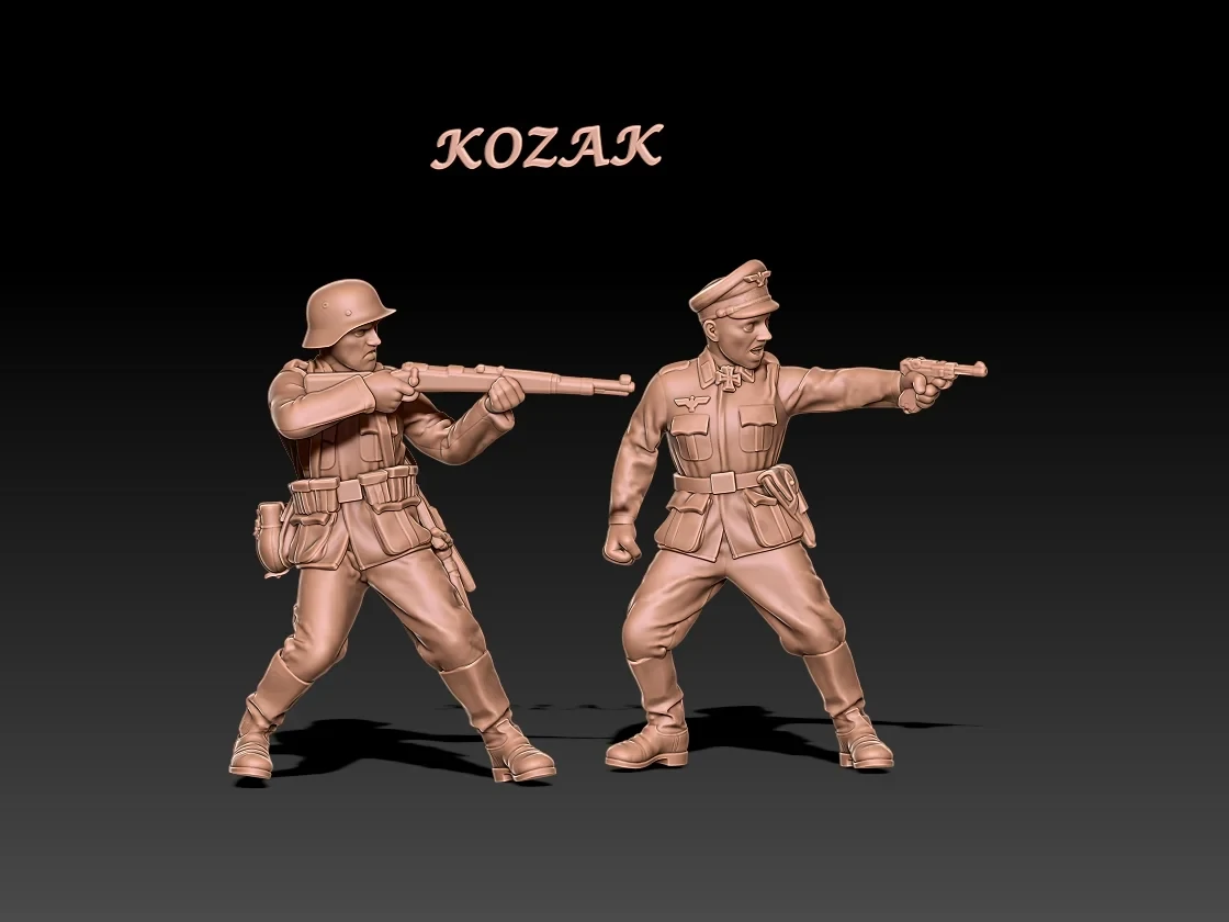 Early war German infantry firing scene 2  - 172, 1/56 & 1/32 scale