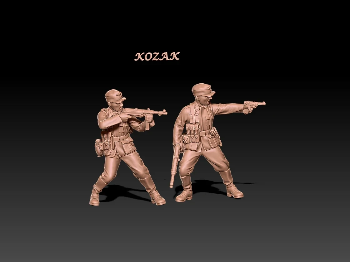 Early war German infantry firing in field caps scene 2  - 172, 1/56 & 1/32 scale