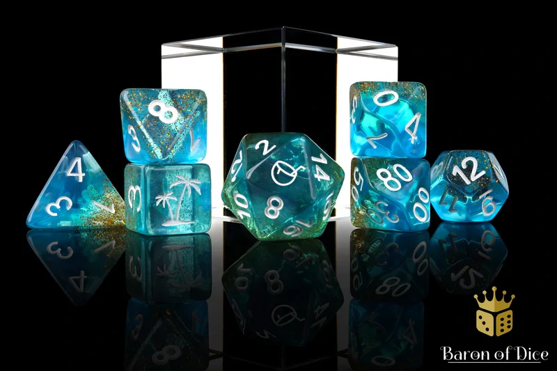Beach Vibes RPG Dice Set - 7 Pieces - Baron of Dice