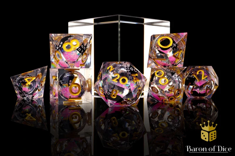 Amethyst Neko Liquid Core RPG Dice Set - 7 Pieces